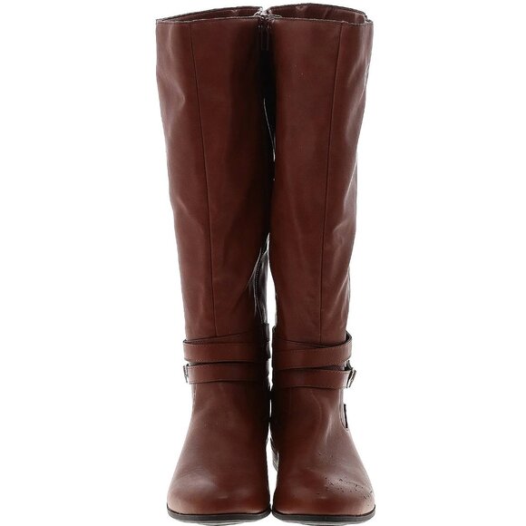 New Style & Co Brown Knee High Classic Riding Boots US6.5 wide 1" heel - Picture 1 of 2